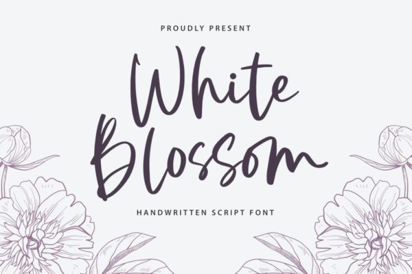 优雅流畅的英文手写字体素材 White Blossom