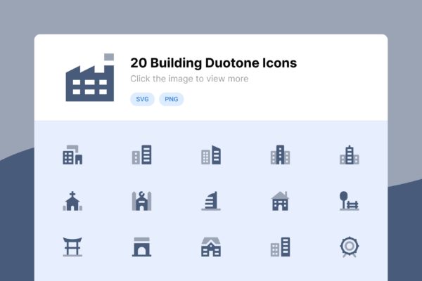 20枚双色调滤镜风格建筑主题图标 Building Duotone Icons