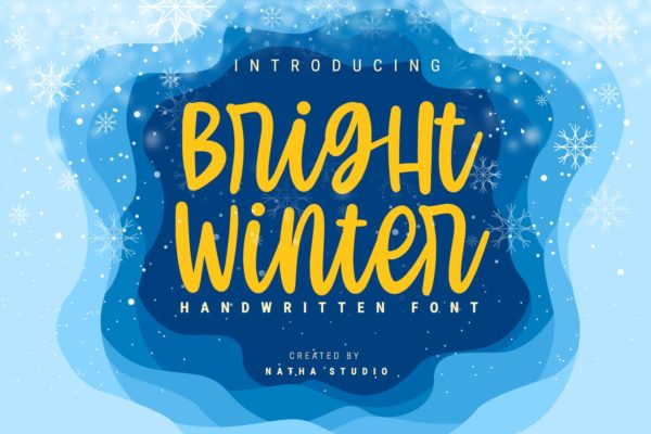 冬季主题圆形英文手写字体素材 Bright Winter