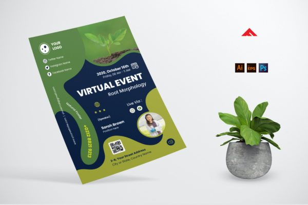 自然绿植活动海报模板下载 Biological Online Event Flyer