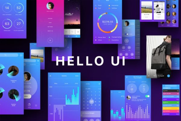 160页面700+组件多用途 APP UI 套件 Hello UI Kit