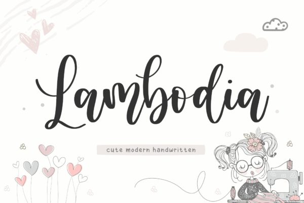 可爱漫画插画设计手写字体 Lambodia YH – Modern Calligraphy Font