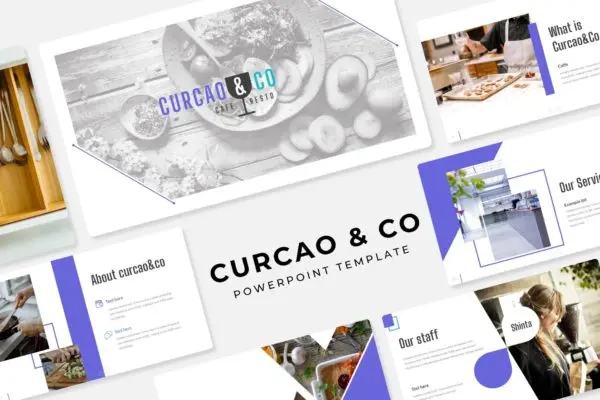 美食烹饪主题PowerPoint演示模板 Curcao & Co – Power Point Template