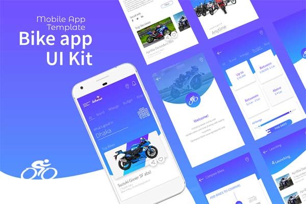 设计森林下午茶：自行车运动项目的精致 APP UI KIT 套装下载[XD,PSD]