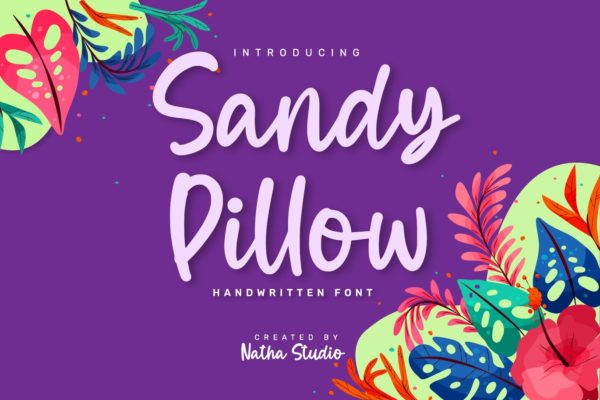 甜美手写贺卡印刷英文字体 Sandy Pillow