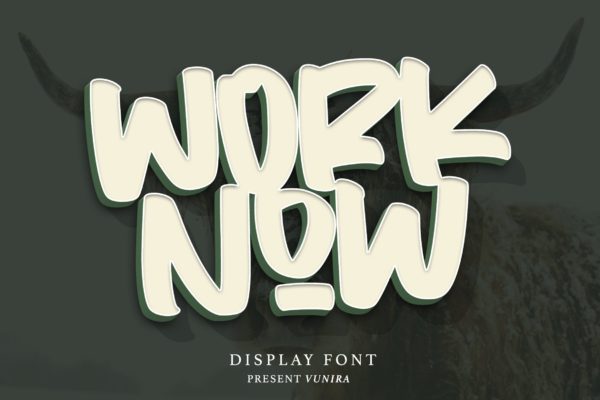 创意书法风格英文无衬线字体素材 Worknow | Display Font
