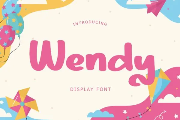 儿童主题设计适用英文装饰字体 Wendy Bold Display Font