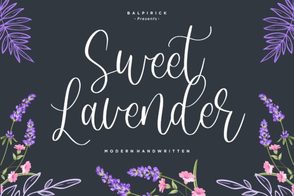 产品包装适用现代英文手写细线条状字体 Sweet Lavender YH – Modern Calligraphy Font