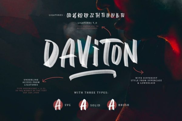创意手写艺术英文装饰字体设计 Daviton SVG – Freestyle Font