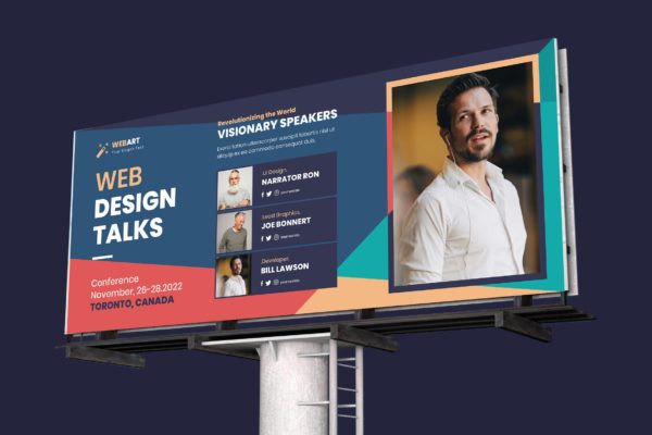 商业会议广告牌海报设计PSD模板 Conference Billboard PSD Template