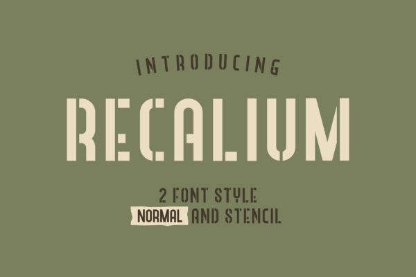 经典粗黑印刷中空镂空无衬线字体 Recalium Stencil Sans Serif