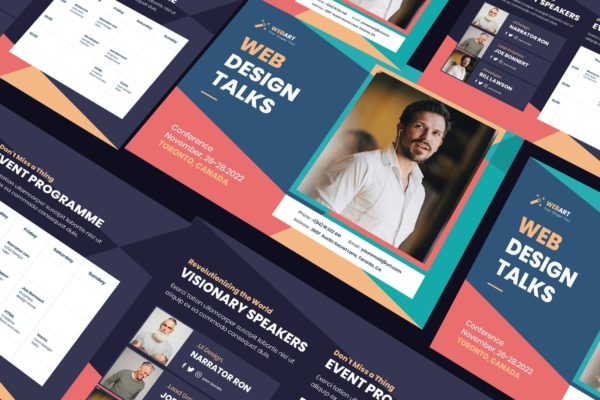 A5尺寸商业会议宣传单设计PSD模板 Conference A5 Business Flyer PSD Template
