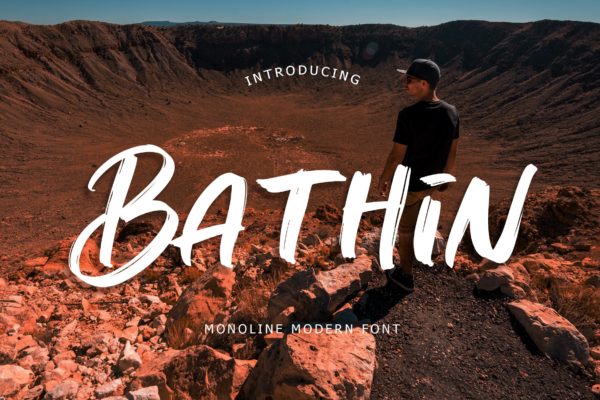 现代毛笔笔刷书法手写字体 Bathin Monoline Modern Font