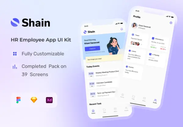 设计森林下午茶：HR人力资源员工App应用 UI 套件