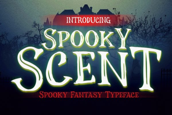 恐怖幽灵元素英文装饰衬线字体 Spooky Scent