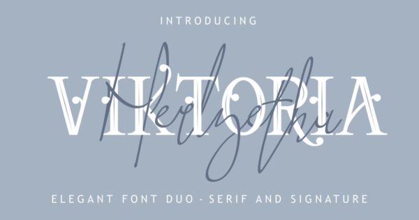 创意英文手写体＆衬线字体组合素材 Viktoria – Elegant Font Duo