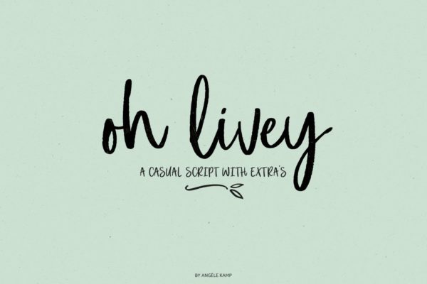 趣味休闲英文手写毛笔字体 Oh Livey, casual brush script