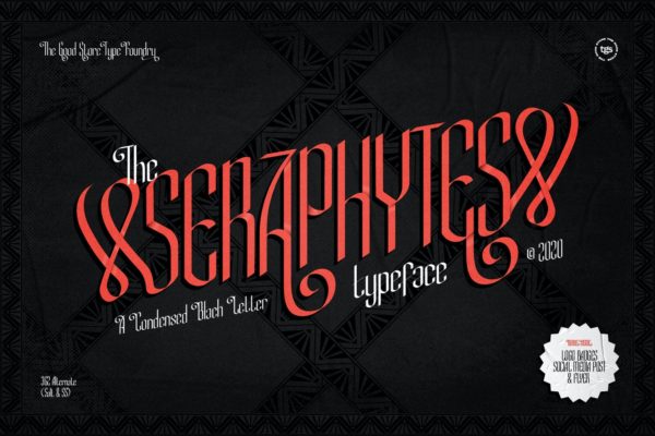 欧美复古风格英文装饰衬线字体 Seraphytes Typeface