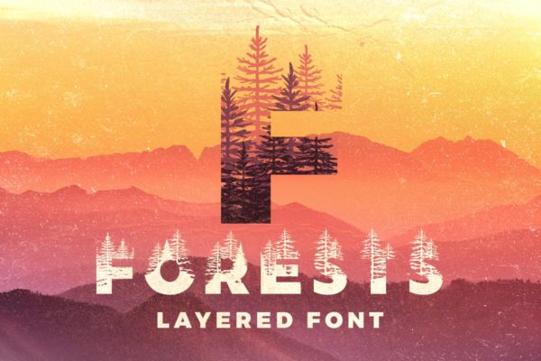 圣诞树元素设计无衬线图层字体 Forests Layered Font