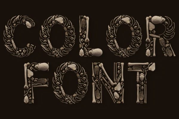 土棕色骷髅骨骼图案装饰字体 Skulls – Color SVG Font
