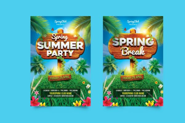 春天假期活动传单 Spring Break Flyer