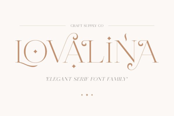 优雅浪漫星光图腾装饰衬线字体系列 Lovalina – Elegant Serif Font Family