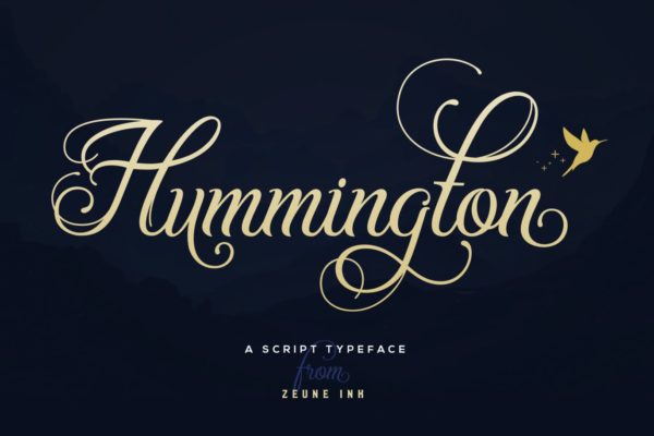 高奢妆品香水邀请函手写字体素材 Hummington