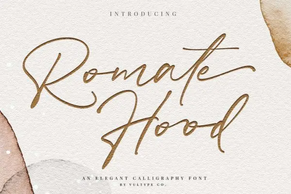 浪漫美丽情侣婚礼邀请函英文手写字体 Romate Hood
