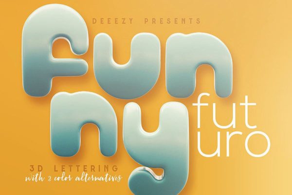 可爱有趣儿童主题设计适用的3D立体英文字体PNG素材 Funny Futuro – 3D Lettering