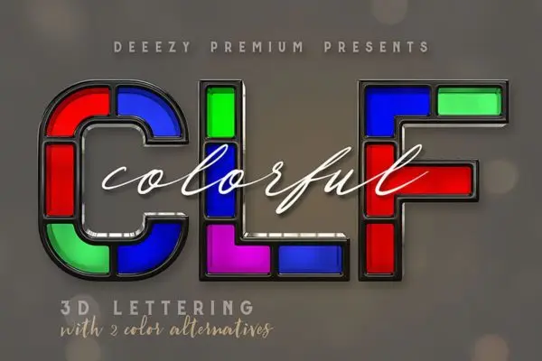 彩色亚克力板拼凑效果3D立体英文字体PNG素材 Colorful – 3D Lettering