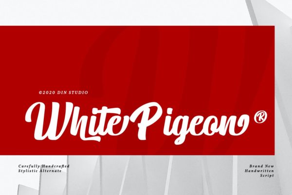 现代品牌包装素材粗体手写字体 White Pigeon