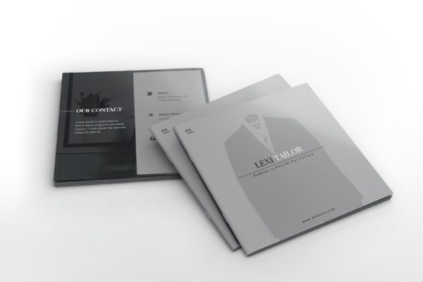 方形服装定制时尚裁缝宣传册模板 Custom Fashion Tailor Square Brochure Template
