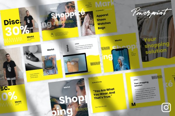 Instagram故事推广套件PPT设计模板 Marke – Instagram Kit Powerpoint Template