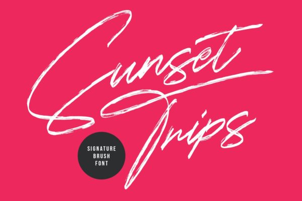 日落之旅签名书法笔刷手写字体 Sunset Trips Signature Brush Handmade Beauty Font