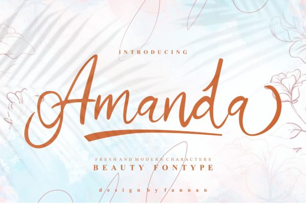优美曲线手写样式英文字母设计 Amanda Beauty Font