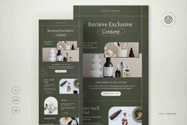 皮肤护理EDM推广邮件模板 Skin Care Email Newsletter
