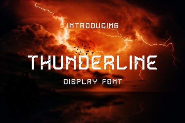 电影海报闪电形状英文装饰字体 Thunderline Display Font