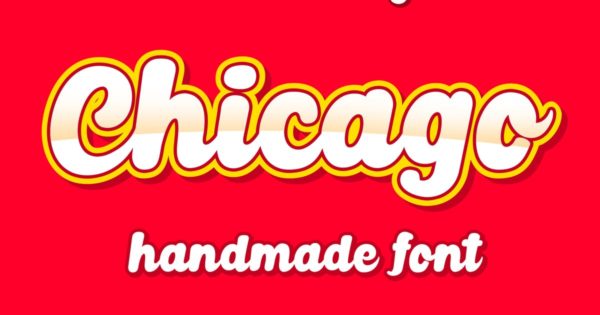 独特3D卡通连笔英文手写字体 Chicago Font