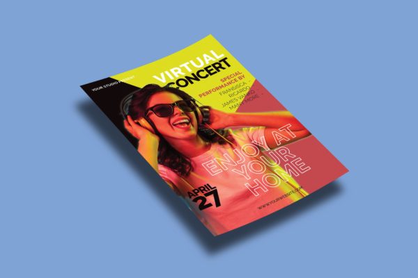 线上音乐会传单模板下载 Virtual Concert – Flyers Template