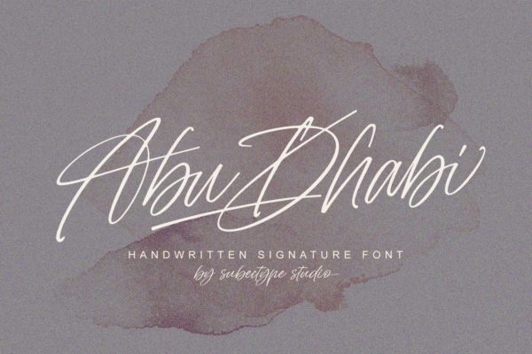 独特创意连笔签名手写设计字体 Abu Dhabi Signature Font