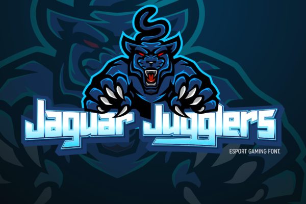 酷炫电子游戏标志设计英文装饰字体 Jaguar Jugglers