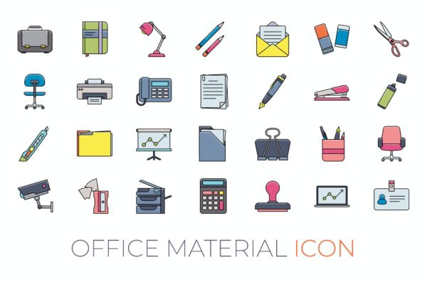办公元素轮廓风格图标 Office Material Icon
