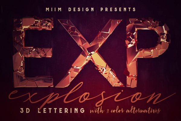 3D立体破碎效果英文字母字体PNG素材 Explosion – 3D Lettering