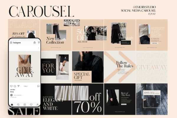时装促销Instagram推广社交广告轮播图模板 Sale – Carousel Template Instagram