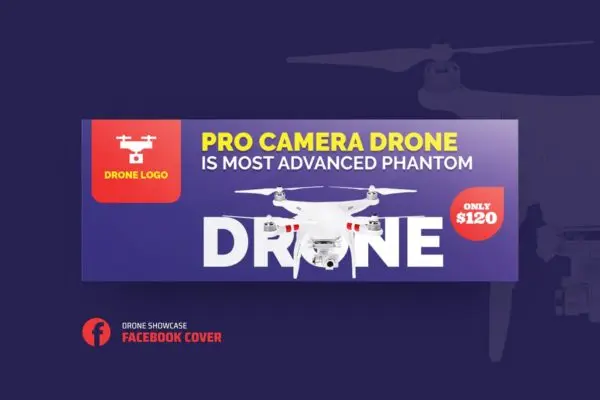 无人机产品展示Facebook封面设计模板 Drone Product Showcase Facebook Cover