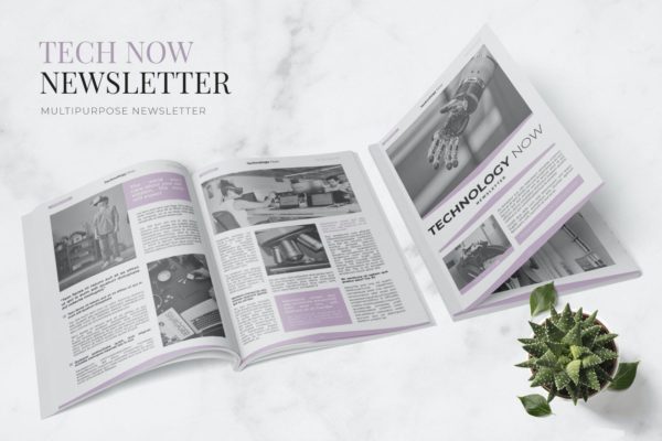 科技类资讯杂志版式设计模板 Tech Now Newsletter