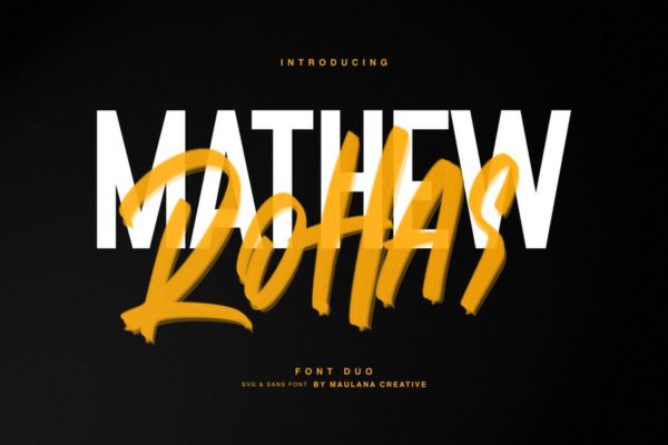 经典无衬线＆手写签名连笔英文字体组合 Mathew Rohas Brush Font Duo