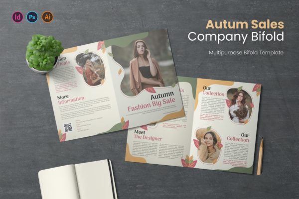 秋季销售双折页手册模板 Autumn Sales Bifold Brochure