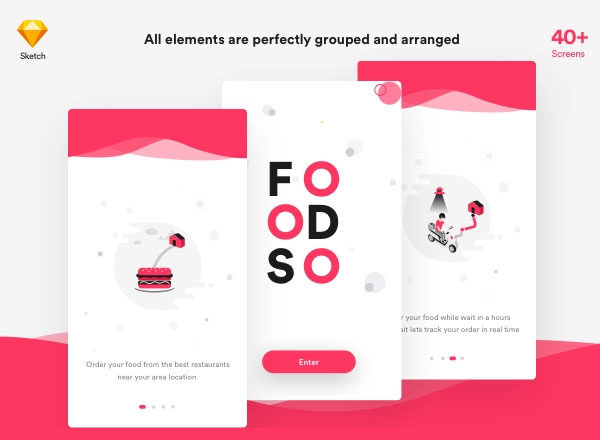 设计森林下午茶：可爱的美食点餐派送APP UI KITS套装下载[sketch]