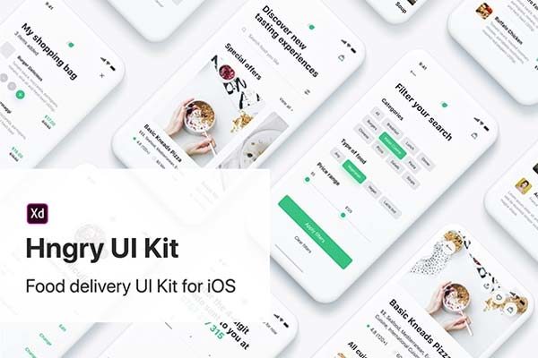 设计森林下午茶：清新脱俗高雅风格的送餐美食外卖 APP UI KIT 套装[XD]
